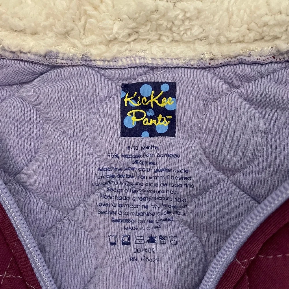 Kickee Pants Quilted Zip Up Jacket with sherpa lined Hoodie